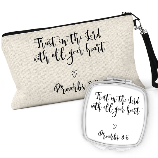 Christian Cosmetic Bag Proverbs 35, Women Gift, Small Makeup Bag, Case, Pencil Case, Compact Mirror Gift C-Scr022
