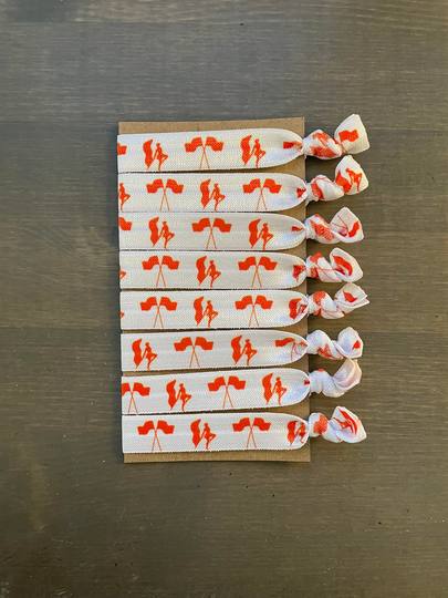 Color Guard Hair Tie Bracelets, Flag Spinner Elastic Ties in Orange & White, Set Of 8 Ponytail Holders, Gift