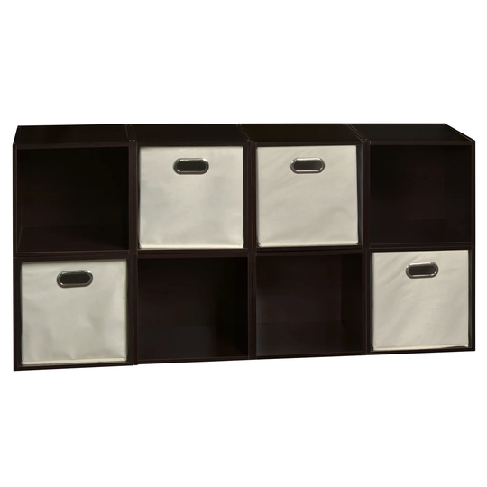 Noble Connect Storage Set - 8 Cubes and 4 Canvas Bins- Truffle/Natural