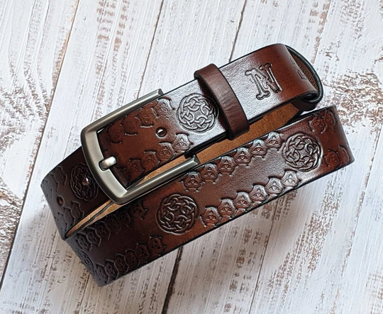 Anniversary Gift, Personalized Belt, Celtic Belt, Chestnut Yellow, Mans Belt, Leather Belt, Custom Leather Mans Belt, Groomsman Gift