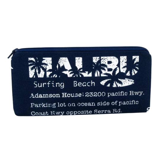 Malibu Zippered Pencil Pouch, Navy Cotton Canvas