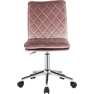 Fabric Upholstered Office Chair, Pink And Silver