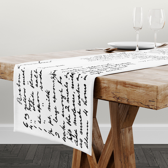 Custom Table Runner With Handwritten Recipes, Personalized Cloth 90In Long
