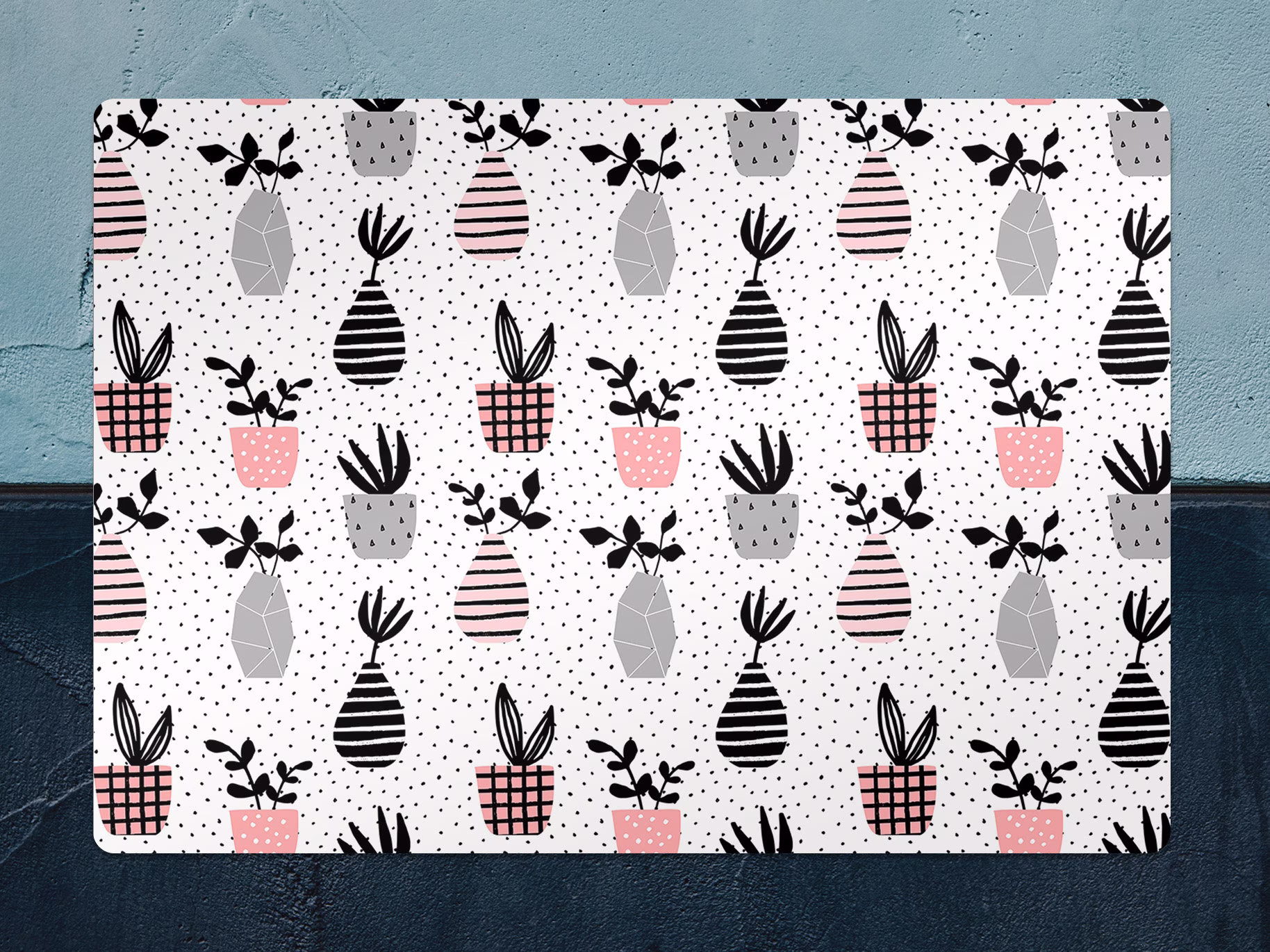 Vases & Pots Chair Mat, Pink Splat Black Vinyl Floor Plants Protective Office Decor, Area Rug, Comfort Splash Mat