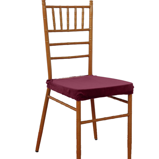 Chair Seat Cover, Pad Velvet Cushion Cover With Tie - Burgundy