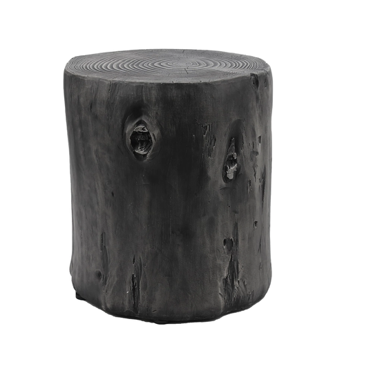 Outdoor Faux Wood Stump Side Table 14.6 Inch Round Concrete Wood-Look End Table for Living Room,Hallway,Garden