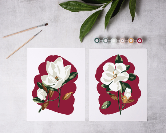 Magnolia Paint By Number Kit/Color Kit/Custom Number/Kids Crafting Kit/Adult Coloring Kit/Canvas