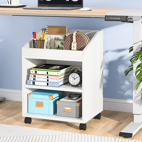 Printer Stand with Storage Shelf, Mobile Storage Cabinet on Wheels