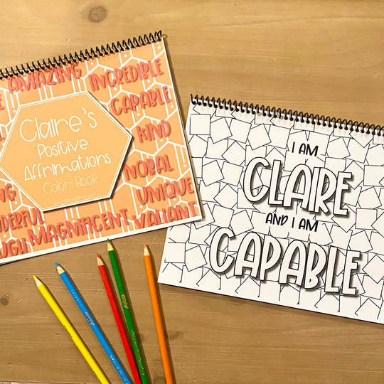 Personalized Affirmation Color Book For Kids - Gift For Geometric Shapes Coloring Pages Fun Children's Activity