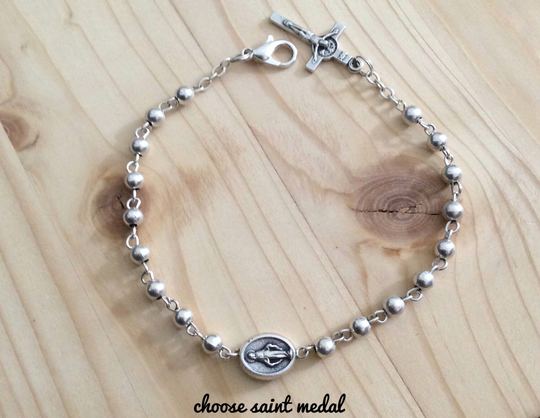 Custom Catholic Rosary Bracelet Perfect For Everyday Wear Miraculous Medal St Gerard Rita Michael Padre Pio, Anthony