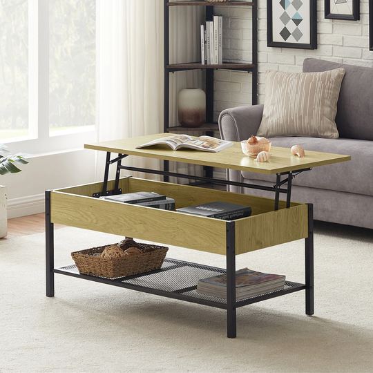 Wood Lift-Top Storage Coffee Table with Hidden Storage Compartment