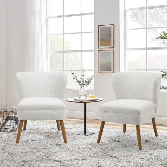 2 Set Upholstered Accent Chair Armchair Linen Side Chair