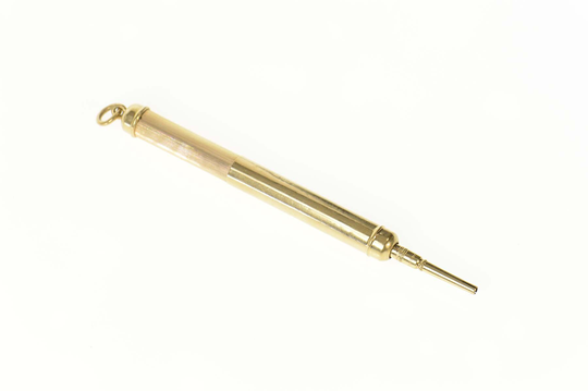 10K Victorian Retractable Pencil Writer Charm/Pendant Yellow Gold