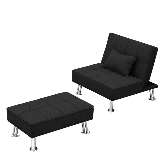 Fabric Single Sofa Bed with Ottoman , Convertible Folding Futon Chair, Lounge Chair Set
