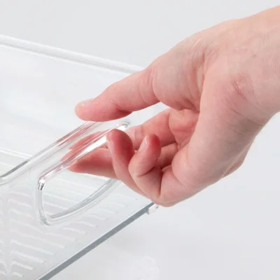 Mdesign Small Plastic Office Storage Container Bin With Handles, 8 Pack - Clear