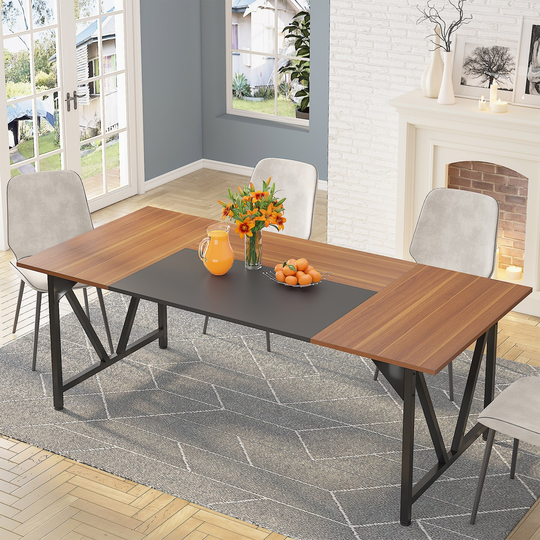 Dining Table, Modern Wood Dining Room Table, Large Rectangle Kitchen Table