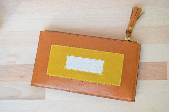 Puzzle - Leather Clutch, Leather Pouch, Wallet, Brown Clutch, Pencil Case