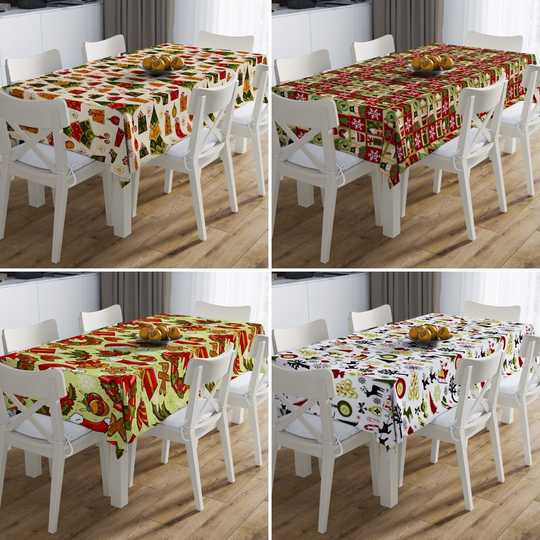 Christmas Tablecloth, Green & Red Table Cover, Kitchen Linens, Home Textile, Xmas Dinner Decor, New Year's Gift For Her