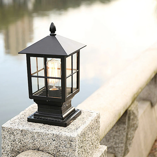 Waterproof Outdoor 1-Light Aluminum Black Post Light Lamp