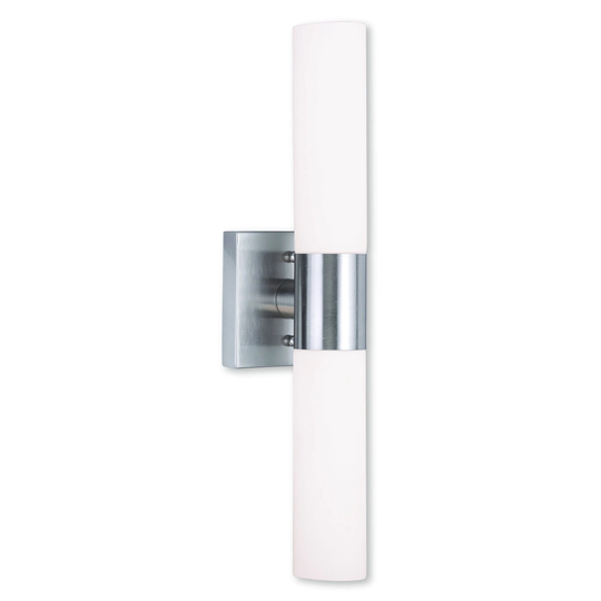 Livex Lighting Aero Brushed Nickel Steel and Frosted Glass 2-light Bath Light