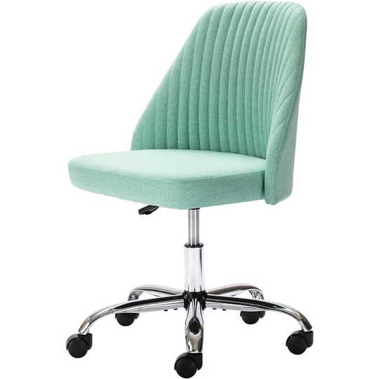 Home Office Desk Chair, Modern Adjustable Low Back Rolling Chair Twill Fabric Upholstered Chair Armless Cute Chair