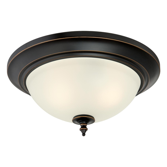 Westinghouse Harwell Two-Light Indoor Flush Mount Ceiling Fixture, Amber Bronze Finish with Frosted Glass