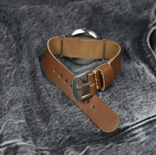 Soft Leather Watch Band, Slim Wrist Strap 18mm 20mm 22mm 24mm Brown, Handmade Single Pass