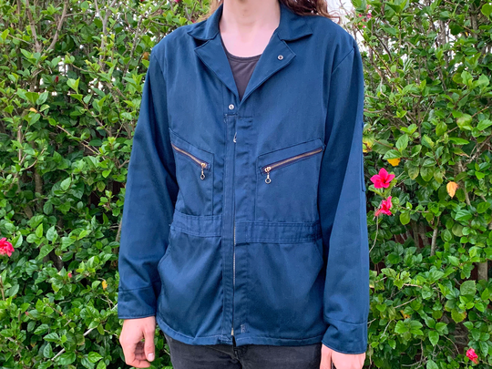 Blue Bell Inc Work Jacket Zip Up Utility 1960S 1970S Chore Zipper Pocket Dark Mechanic Size Medium Large