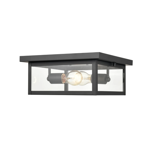 Millennium Lighting Evanton 2 Light Outdoor Flush Mount Ceiling Fixture in Multiple Finishes