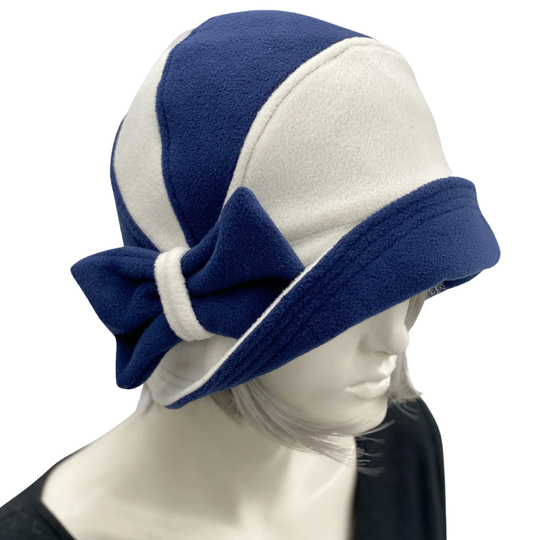 1930S Hat, Cloche Hat Women, Vintage Style Fleece With Large Bow, Choose Your Colors, Made in Usa