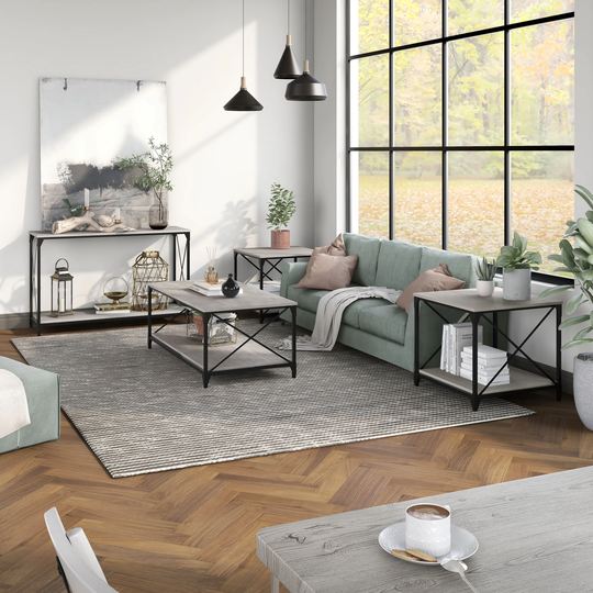 Furniture of America Eltris Rustic 4-piece 47-inch Coffee Table Set