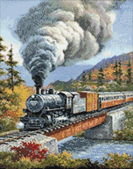 Train Crossing Diamond Painting Set By Wizardi. Wd098 Art Kit. Large Kit