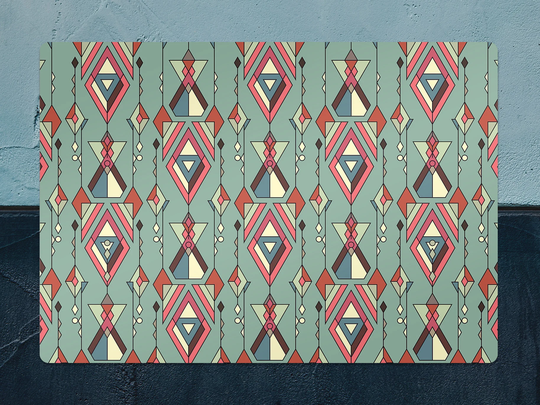 Aztec Traingles Chair Mat, Blue Protective Pink Splat Retro Vinyl Floor Office Decor, Room Rug, Kids Decor