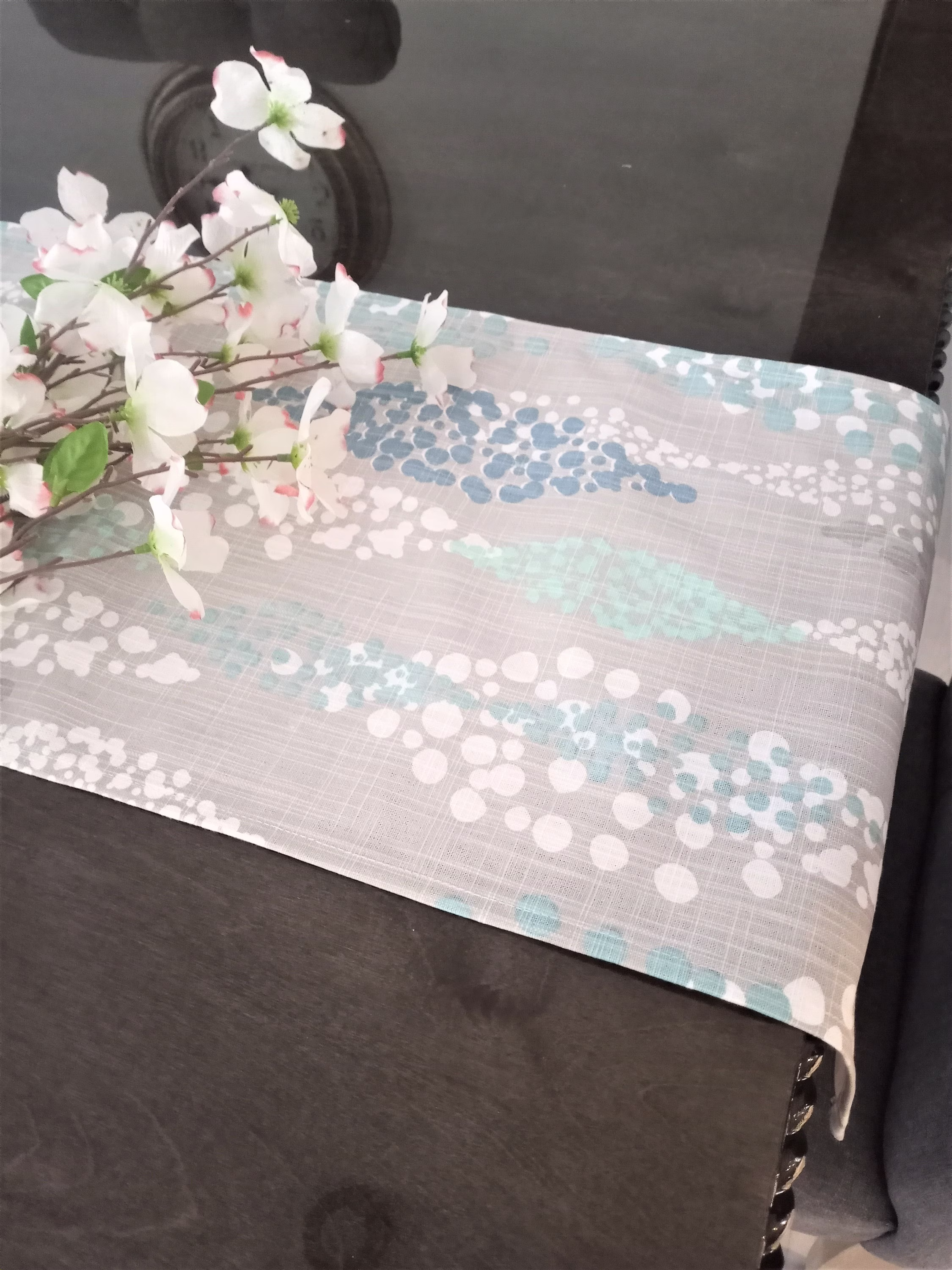 Gray & Blue Table Runner Centerpiece Home Decor, Decor