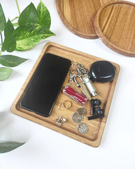 Wooden Jewelry Tray, Round, Square, Oval Shaped Trays, Office Storage & Organization, Gift For Him, Her