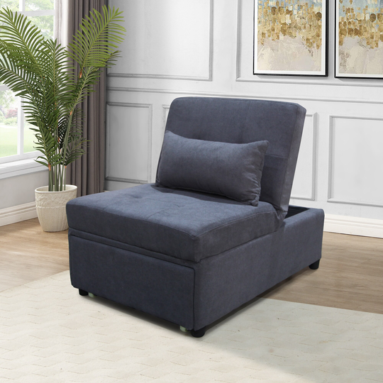 Ergonomic Design Living Room Accent Chair Adjustable Angles Folding Ottoman Sofa Chair & Lounge Chairs with 1 Pillow