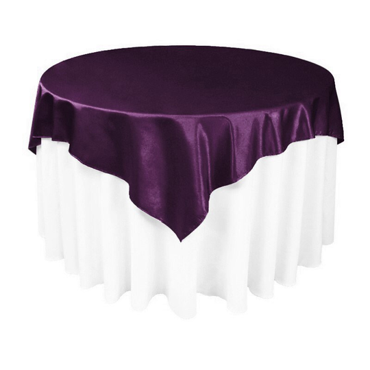 Plum Satin Table Overlay 58''x58''