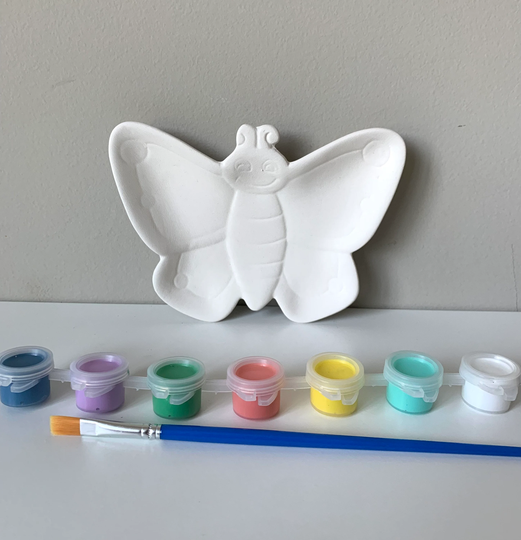 Diy Pottery Painting Kit, Butterfly Dish Ceramic Art Kits For Kids, Birthday Party Paint Kit, Kids Kits, Craft Party Supply, Box