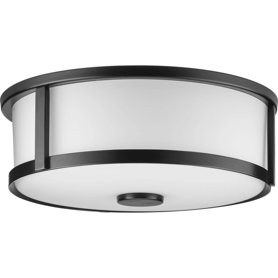 Gilliam Collection 12--5 8 in. Two-Light Matte Black New Traditional Flush Mount - 12.62 in x 12.62 in x 4.62 in
