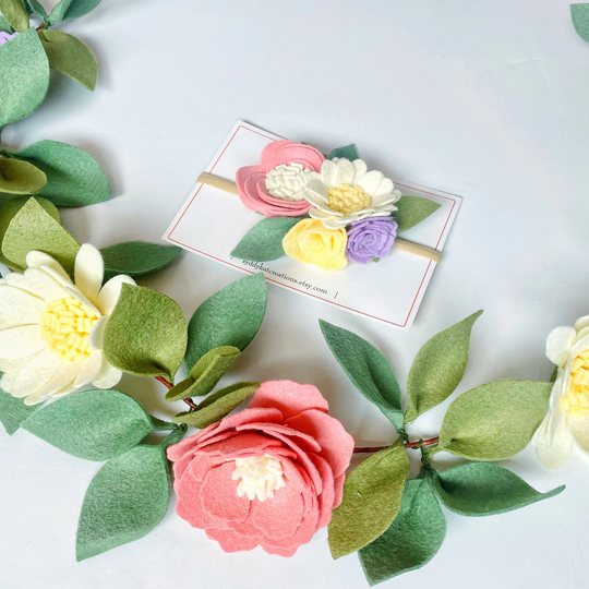 High Chair Garland, Felt Flower Photo Prop, Garland