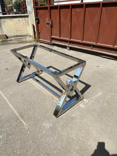 Metal Steel Polished Chrome Table Legs, Shiny Modern Iron Legs Order For Bridget