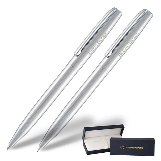 Dayspring Pens - Engraved/Personalized Richmond Chrome Pen & Pencil Set. Custom Graduation Gift Free Shipping in The Usa