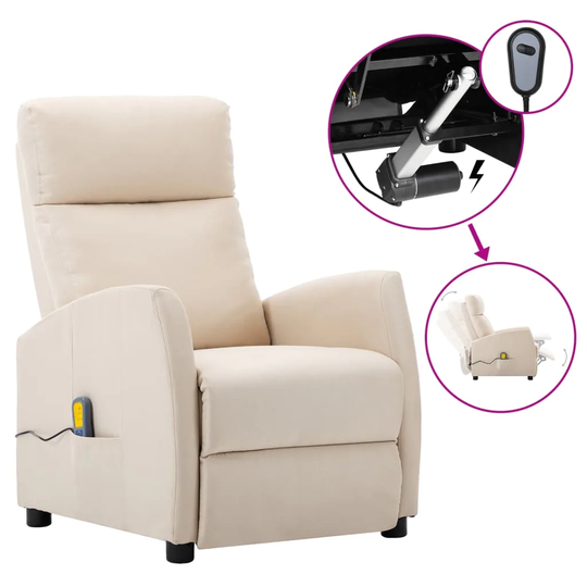 Electric Massage Reclining Chair Cream Fabric