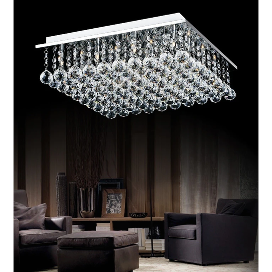 Guisseppe Lighting S Nine Light Flush Mount Sparkle Chrome - Exact Size