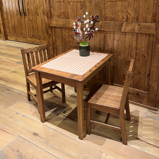 Child Table 24"H & 2 Chairs 14" Seat - Dark Oak Quality Children's Furniture Gift For Home School