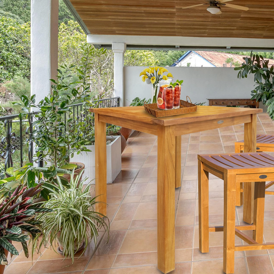 Chic Teak Seville Outdoor Teak Wood Patio Counter Height Bistro Table - 27 inch (table only)