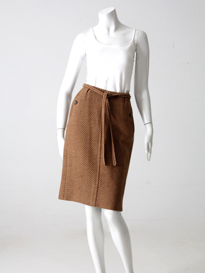 Vintage 50S Herringbone Pencil Skirt By Evan Picone