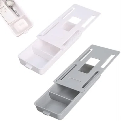 2 Pcs Self-Adhesive Desk Drawer, Under Desk Storage Box, Under Desk Drawer Organizer, Desk Pencil Drawer Organizer, Hidden Desktop Organizer, For Make