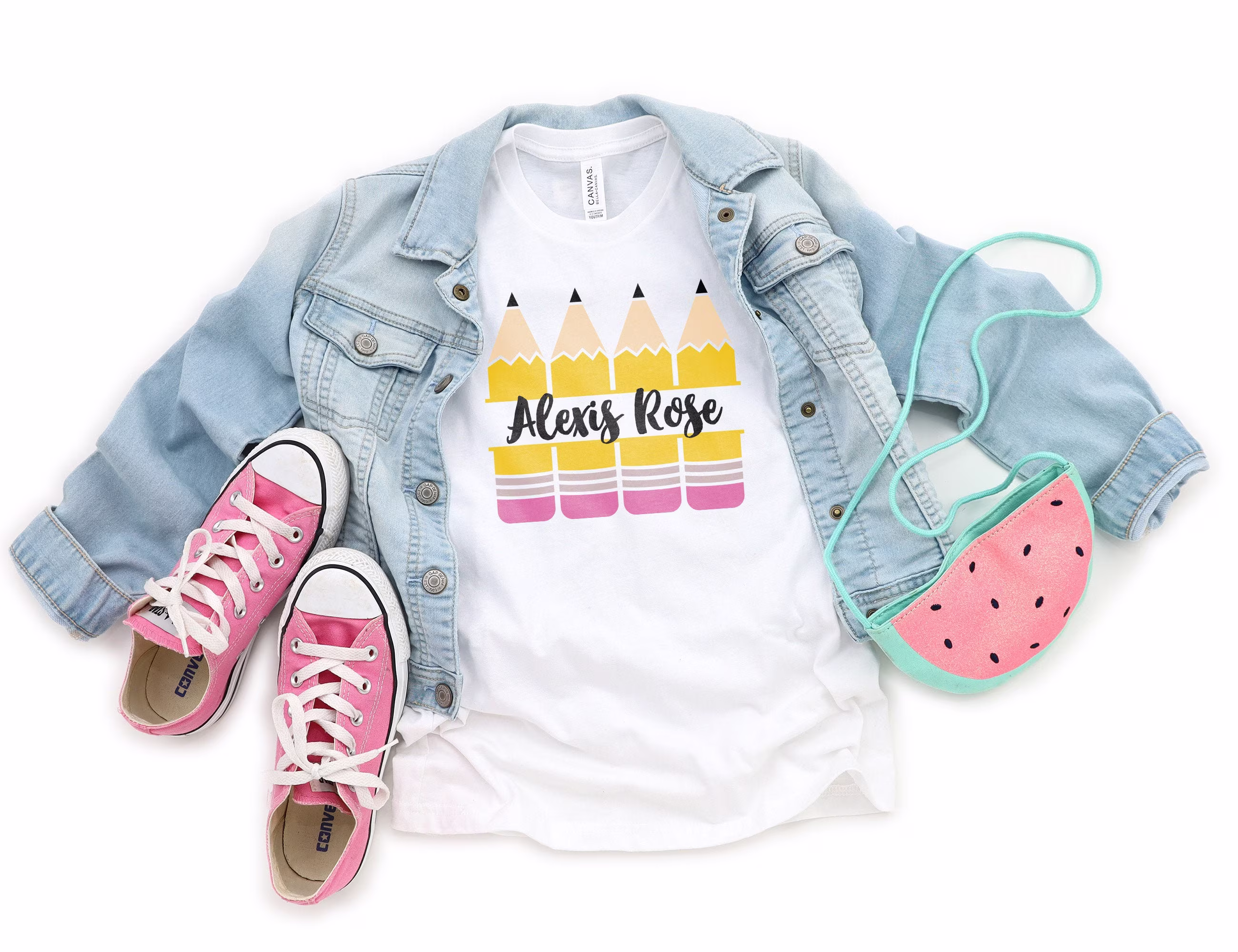 Kids Pencil Monogram Shirt, First Day Of School Personalized Shirts, Back To School, Custom Name Kindergarten Shirt