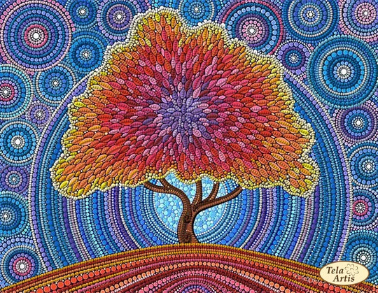 Diy Bead Embroidery Kit On Art Canvas "Tree Of Happiness", Gift. Size 9.44"×12.2" | 24×31 cm | Tela